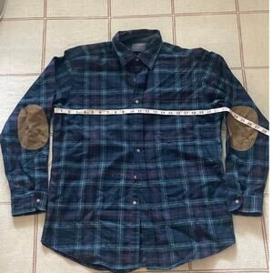 Vintage Pendleton Button-Up Flannel  w/Elbow Patches Size Medium 100% Wool